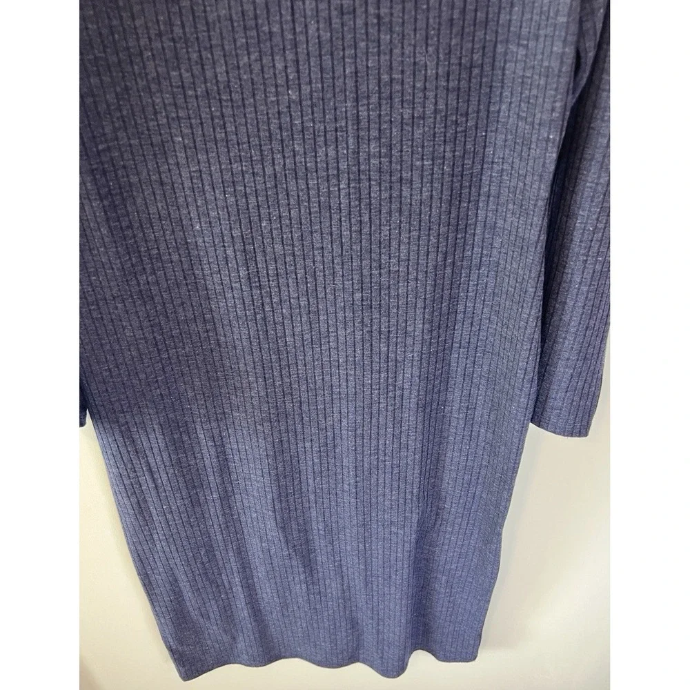 Paper Doll Ribbed Blue Sweater Dress‎ Women L Comfort Cozy Minimal Buttons Long - Picture 6 of 9